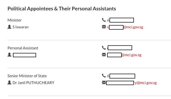 Sample screenshot from sgdi with contact information blocked out.